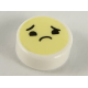 LEGO csempe 1×1 kerek szomorú arc mintával, fehér (98138pb137)